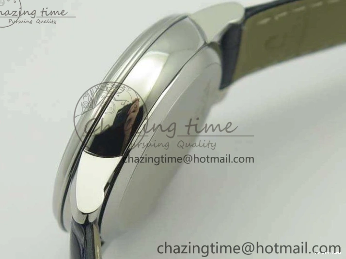 0106 Fashionable De Ville Prestige Real Power Reserve SS TW 1:1 Best Edition White Dial Blue Markers On Leather Strap A 8094